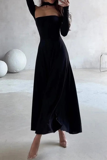 Vestidos sexys de cuello alto con aberturas en forma de A