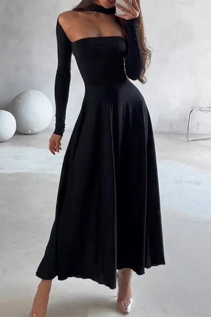 Vestidos sexys de cuello alto con aberturas en forma de A