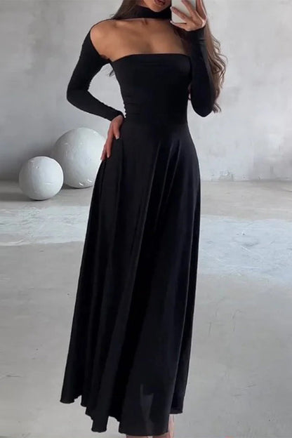 Vestidos sexys de cuello alto con aberturas en forma de A