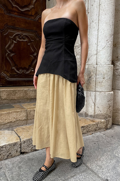 Conjunto informal de dos piezas con cremallera, sin tirantes y sin mangas