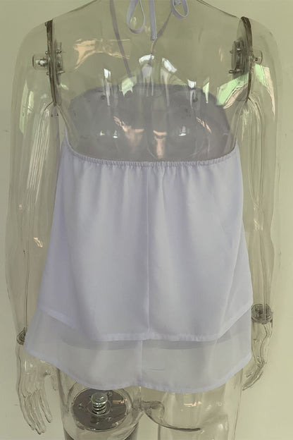 Tops halter sexys con cordones en colores sólidos