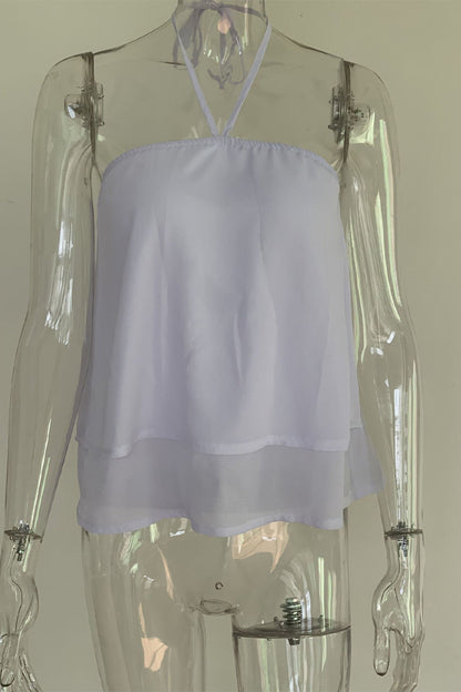 Tops halter sexys con cordones en colores sólidos