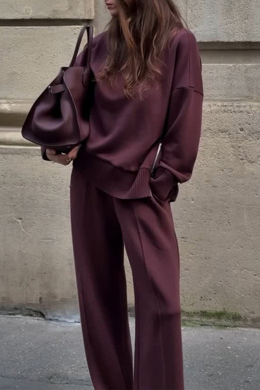 Conjunto informal de dos piezas con cuello alto, manga larga y bolsillo para la calle