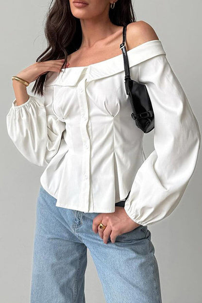 Blusas sexys con botones y hombros descubiertos