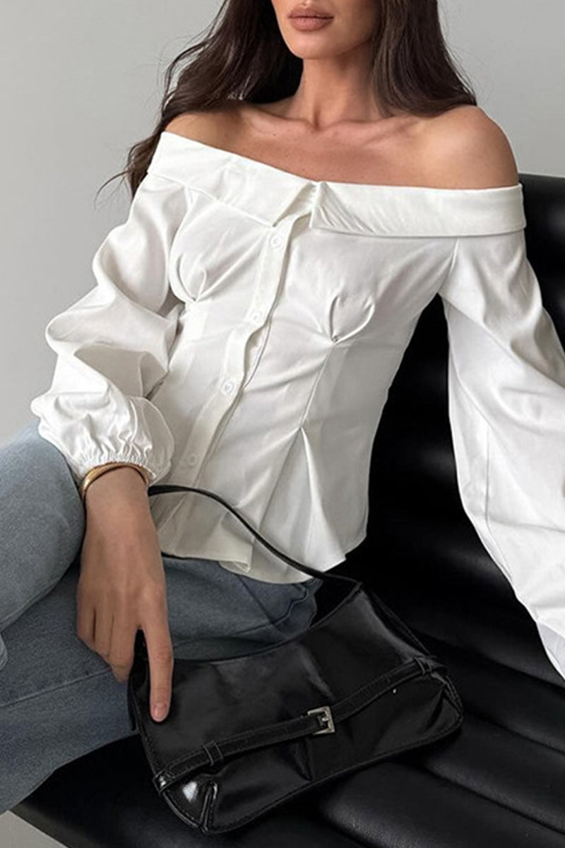 Blusas sexys con botones y hombros descubiertos