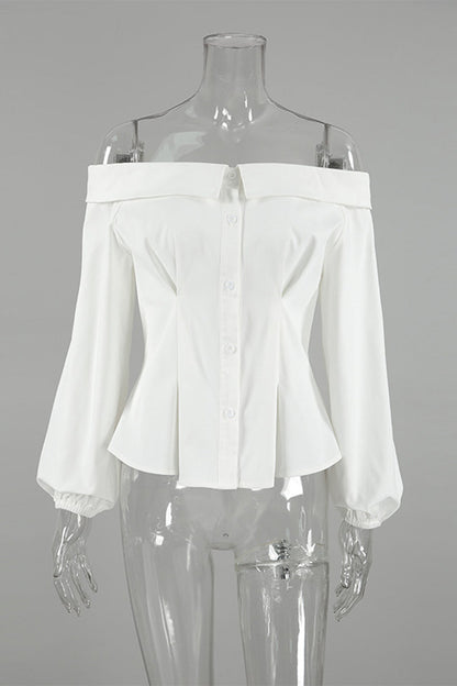 Blusas sexys con botones y hombros descubiertos