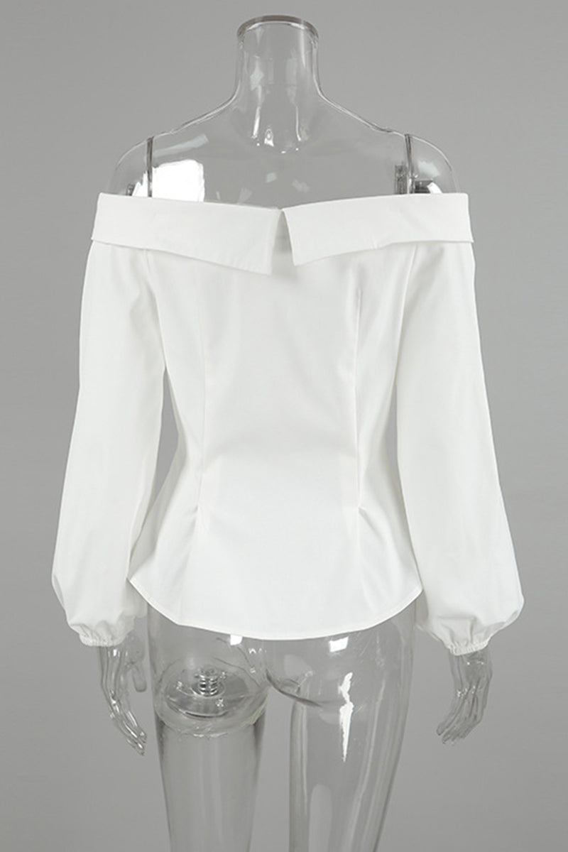 Blusas sexys con botones y hombros descubiertos