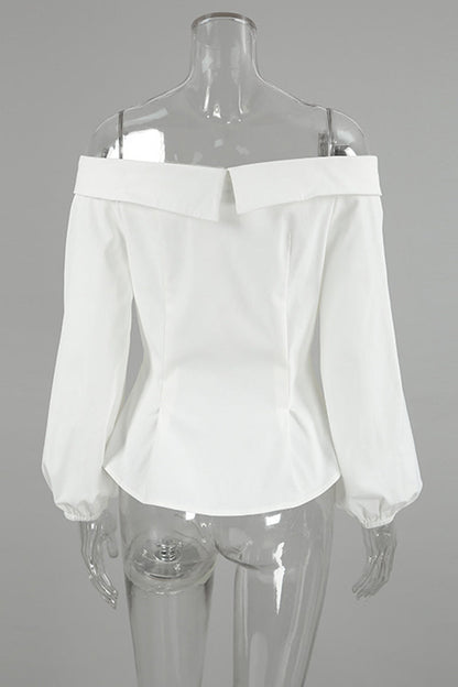 Blusas sexys con botones y hombros descubiertos