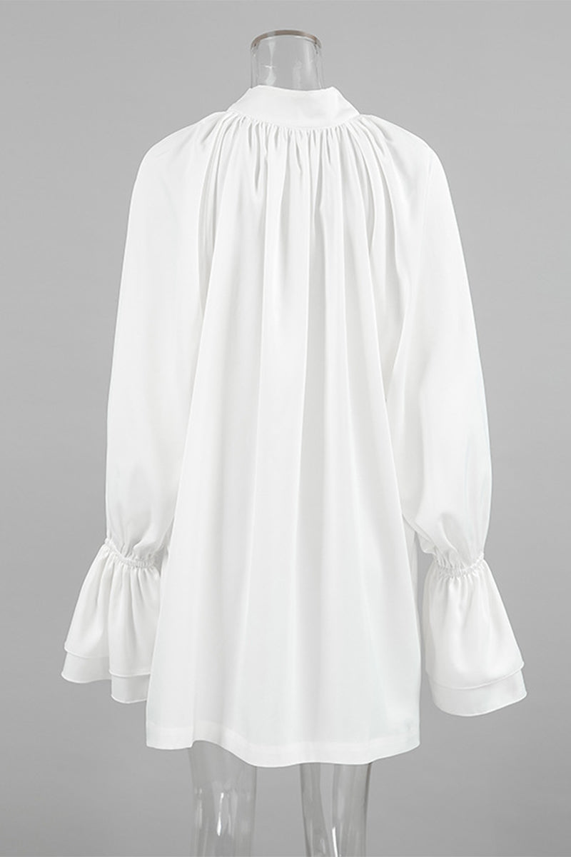 Elegante vestido de corte A con cordones, hebilla y cuello de cinta (3 colores)