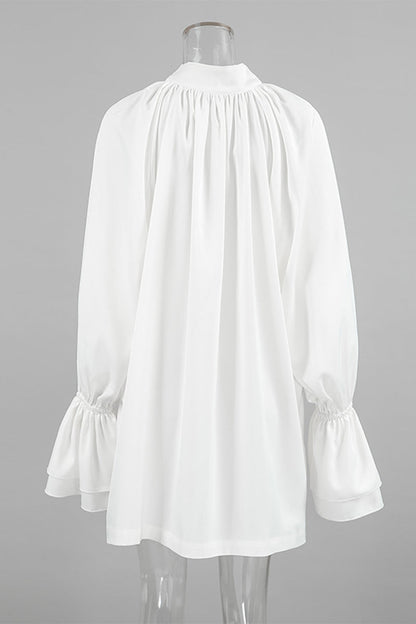 Elegante vestido de corte A con cordones, hebilla y cuello de cinta (3 colores)