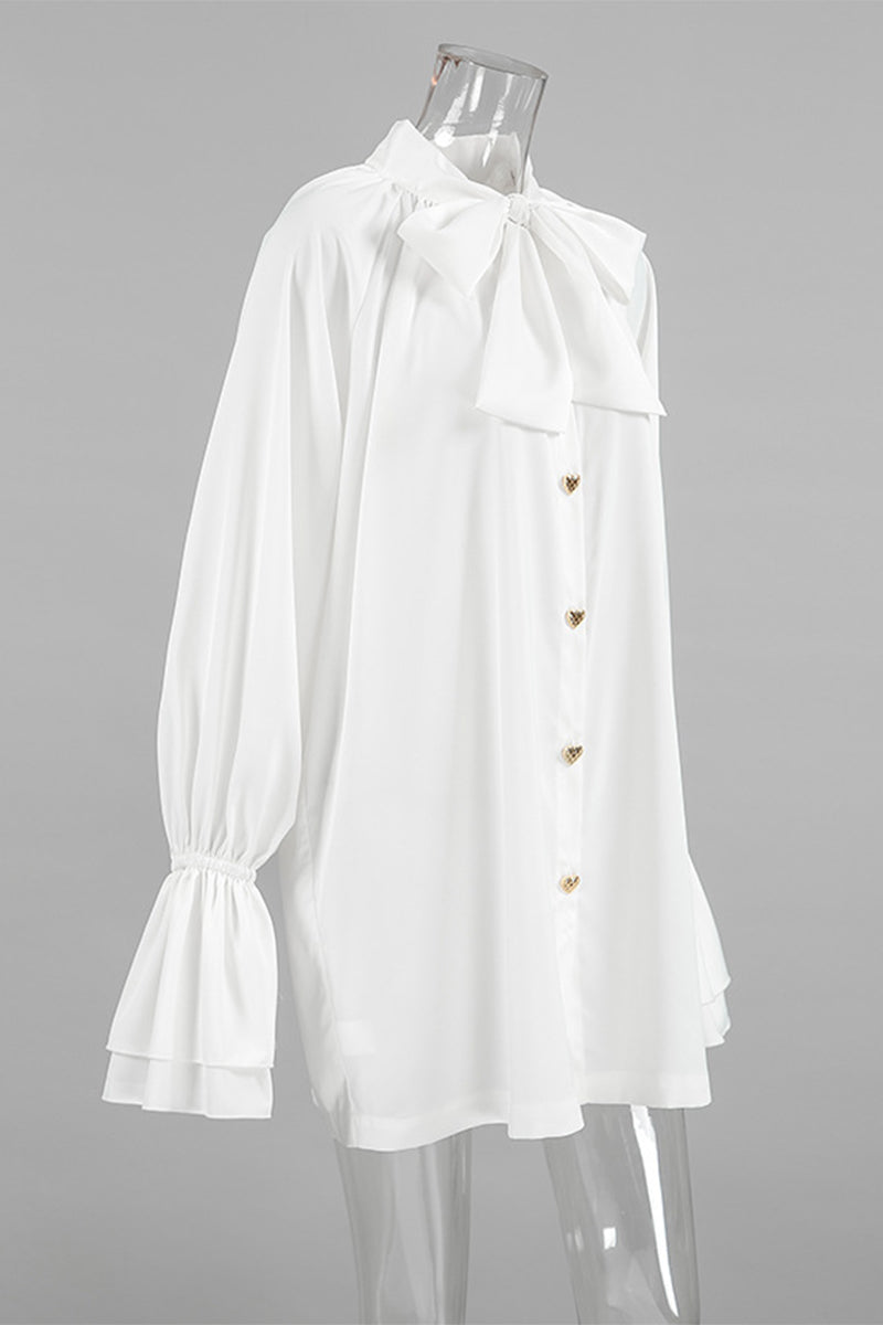 Elegante vestido de corte A con cordones, hebilla y cuello de cinta (3 colores)