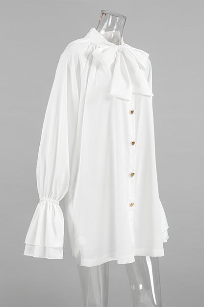 Elegante vestido de corte A con cordones, hebilla y cuello de cinta (3 colores)