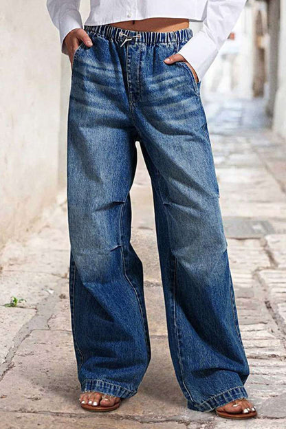 Vaqueros holgados de cintura media con diseño de patchwork urbano