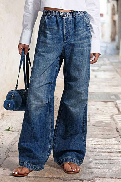 Vaqueros holgados de cintura media con diseño de patchwork urbano