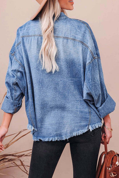 Blusas casuales de uso diario con cuello vuelto, bolsillos en contraste y colores degradados