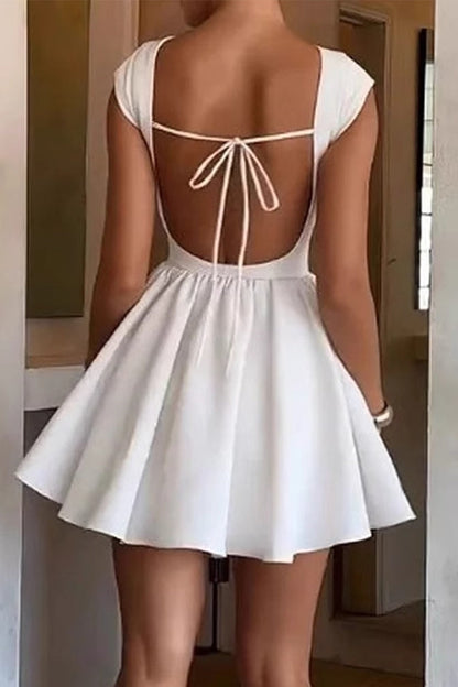 Vestidos de princesa sexys con encaje, espalda descubierta y cuello redondo
