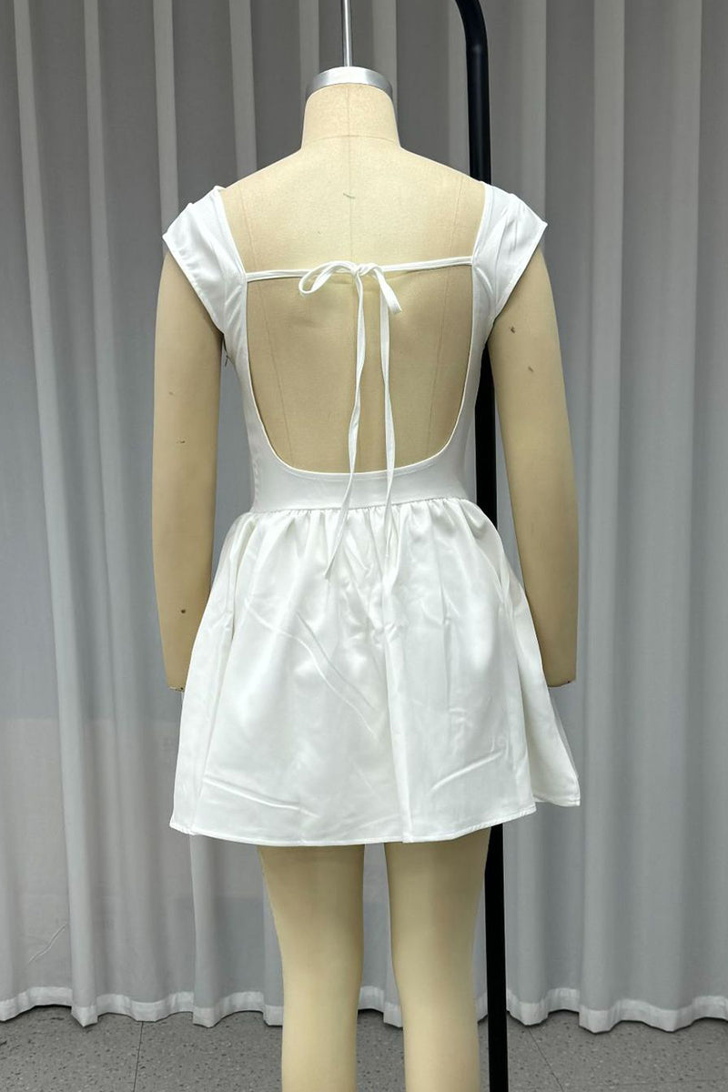 Vestidos de princesa sexys con encaje, espalda descubierta y cuello redondo