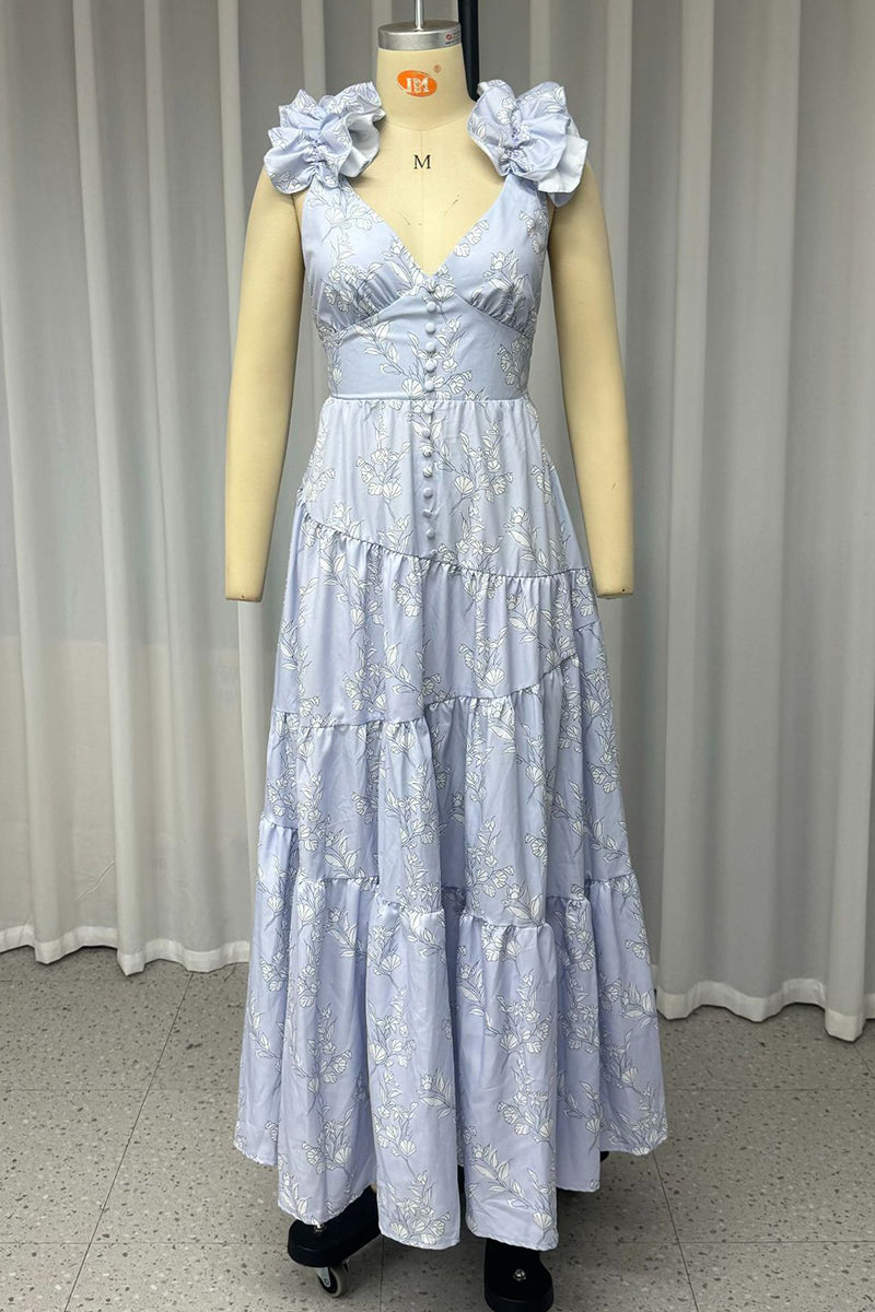 Elegantes vestidos largos con escote en V y diseño de tirantes sin espalda y flores