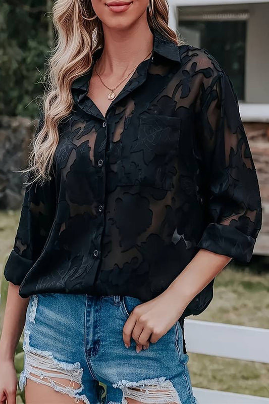 Tops casuales de cuello vuelto con patchwork de jacquard en tallas grandes