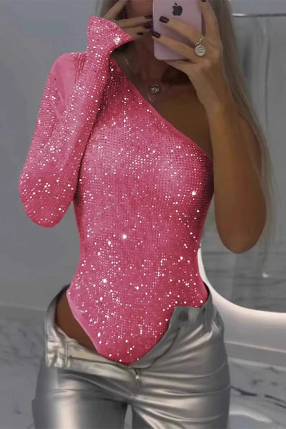 Body ajustado con lentejuelas y hombros descubiertos (6 colores)