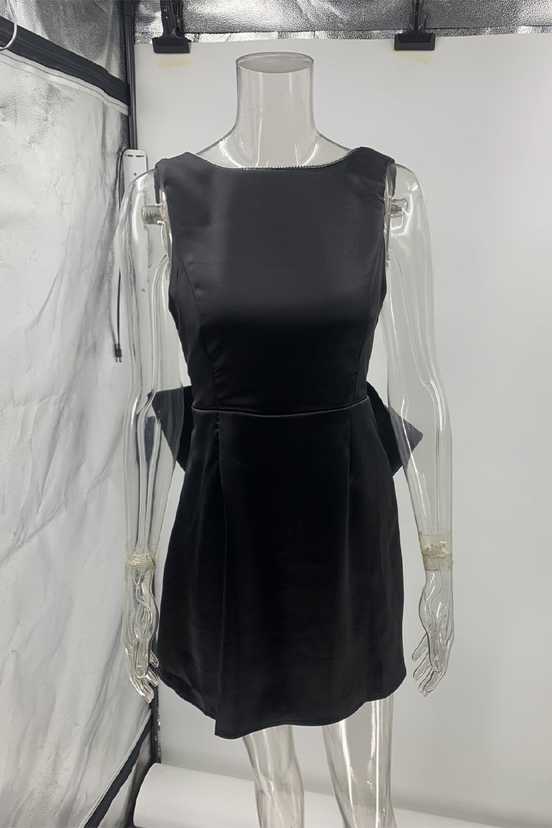 Vestidos de noche sexis de fiesta sin espalda con lazo y cuello redondo