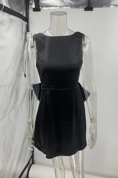Vestidos de noche sexis de fiesta sin espalda con lazo y cuello redondo