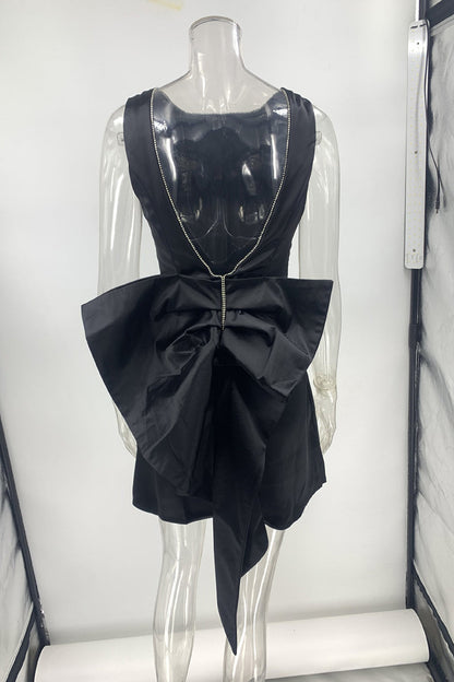 Vestidos de noche sexis de fiesta sin espalda con lazo y cuello redondo
