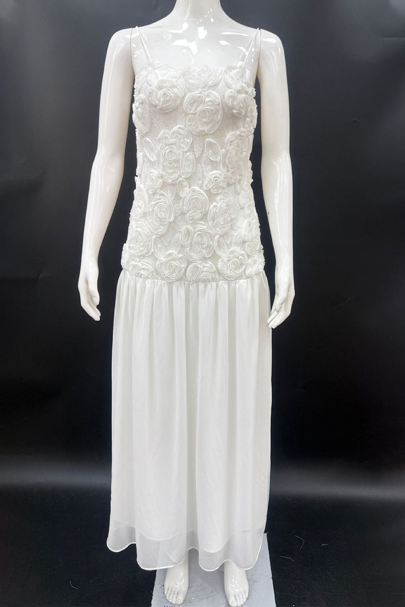 Elegantes vestidos largos con escote en V y forma de flor