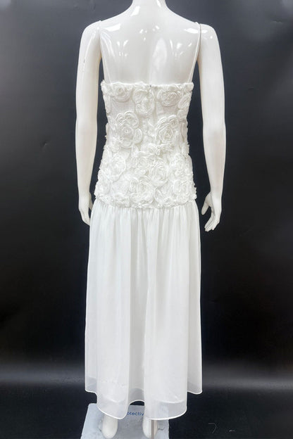 Elegantes vestidos largos con escote en V y forma de flor