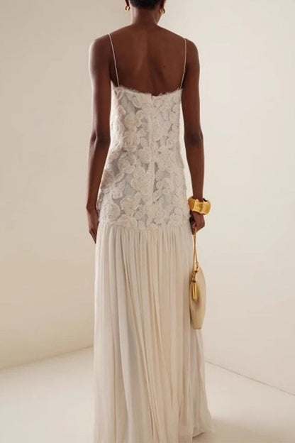 Elegantes vestidos largos con escote en V y forma de flor