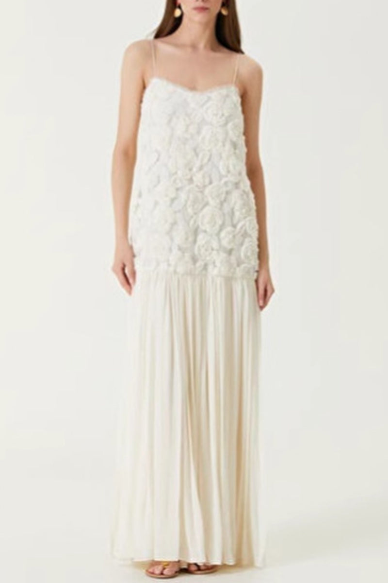 Elegantes vestidos largos con escote en V y forma de flor