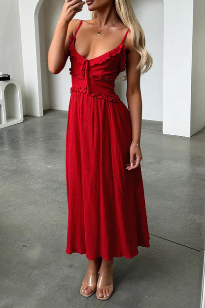 Vestidos sexis con encaje, volantes y escote en V