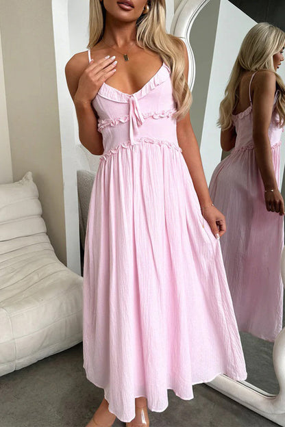 Vestidos sexis con encaje, volantes y escote en V
