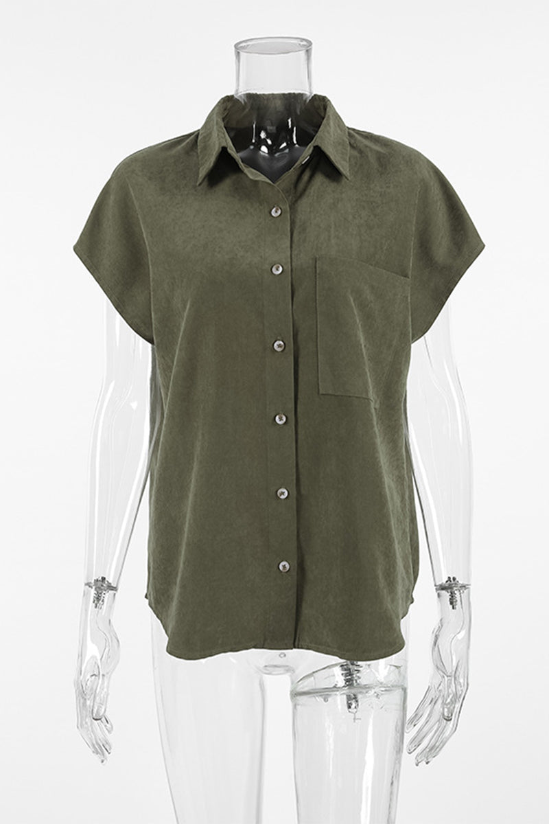 Blusas casuales con botones y cuello vuelto