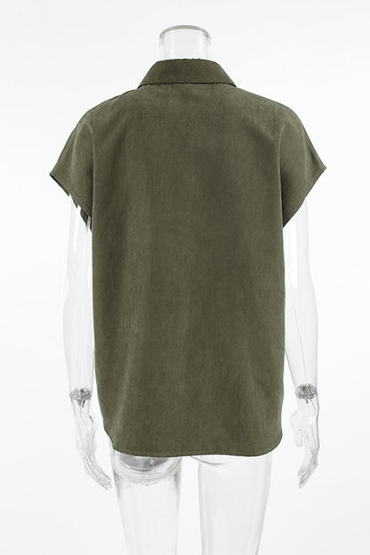 Blusas casuales con botones y cuello vuelto