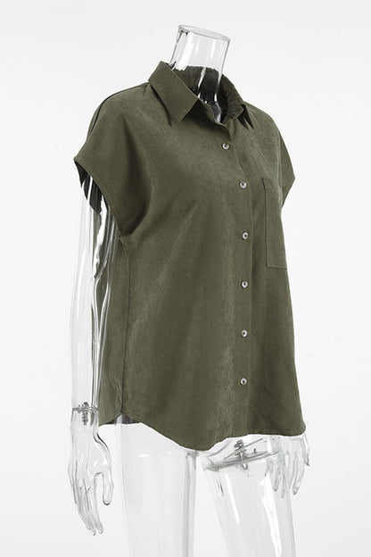 Blusas casuales con botones y cuello vuelto