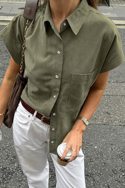 Blusas casuales con botones y cuello vuelto