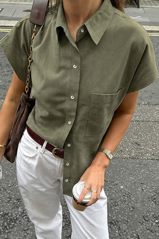 Blusas casuales con botones y cuello vuelto