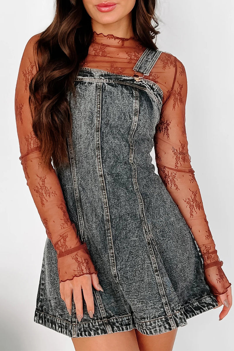 Vestidos vaqueros holgados informales con botones desgastados, cuello cuadrado, sin mangas (3 colores)