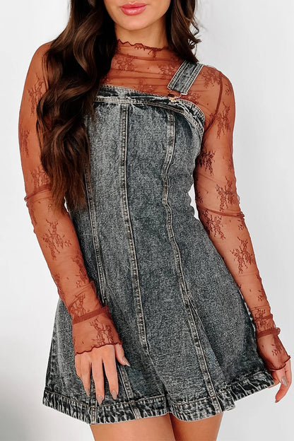 Vestidos vaqueros holgados informales con botones desgastados, cuello cuadrado, sin mangas (3 colores)