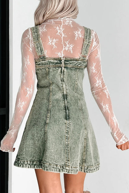 Vestidos vaqueros holgados informales con botones desgastados, cuello cuadrado, sin mangas (3 colores)