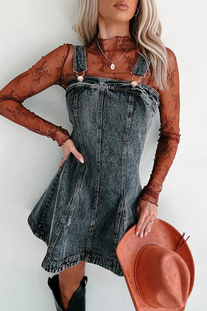 Vestidos vaqueros holgados informales con botones desgastados, cuello cuadrado, sin mangas (3 colores)