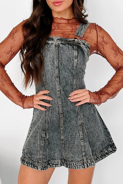 Vestidos vaqueros holgados informales con botones desgastados, cuello cuadrado, sin mangas (3 colores)