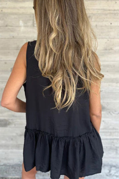Blusa informal con botones, volantes plisados y cuello vuelto (3 colores)