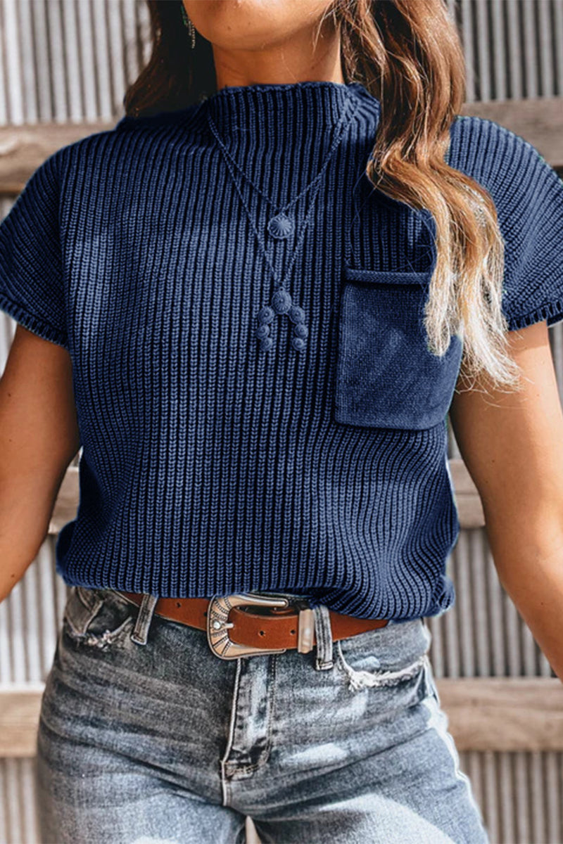 Suéteres casuales de cuello alto con bolsillos (9 colores)