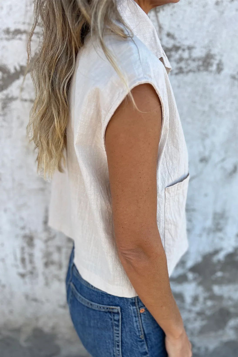 Blusas casuales con cuello vuelto, botones y bolsillos (4 colores)