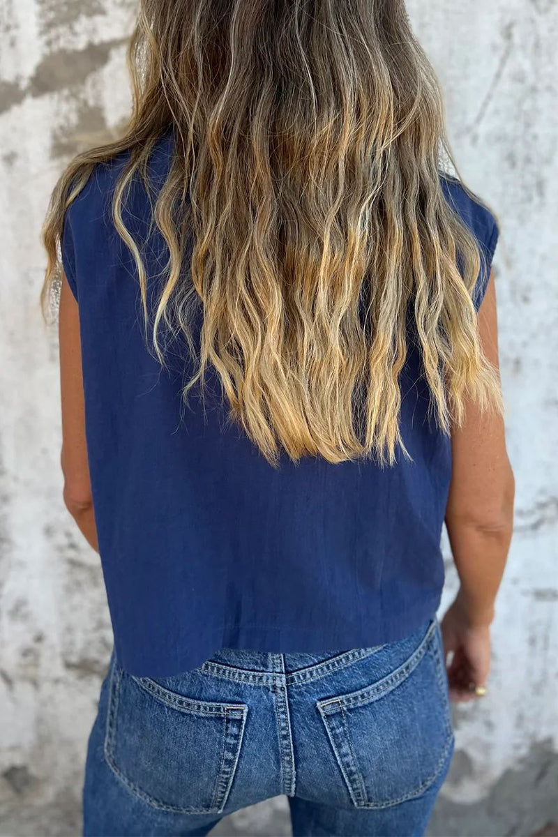 Blusas casuales con cuello vuelto, botones y bolsillos (4 colores)