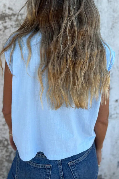 Blusas casuales con cuello vuelto, botones y bolsillos (4 colores)