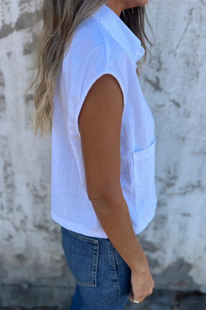 Blusas casuales con cuello vuelto, botones y bolsillos (4 colores)
