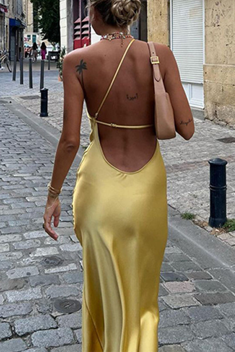 Vestidos largos sexys con espalda descubierta, abertura y hombros caídos